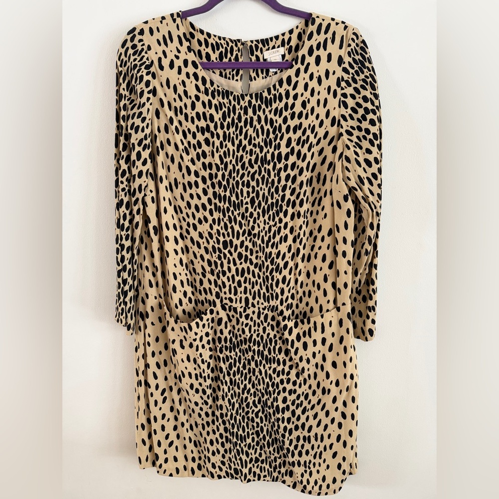 J. Crew Tan and Black Patterned Blouse